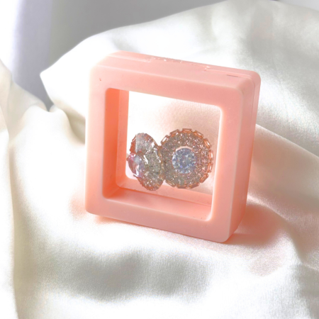 CUBIC ZIRCONIA EARRING -ROUND PINK