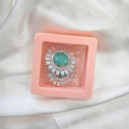 CUBIC ZIRCONIA EARRING -ROUND BIG GREEN