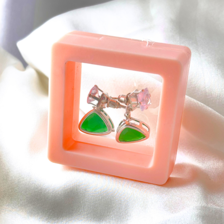 CUBIC ZIRCONIA EARRING - TRIANGLE GREEN