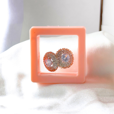 CUBIC ZIRCONIA EARRING -ROUND GOLDEN