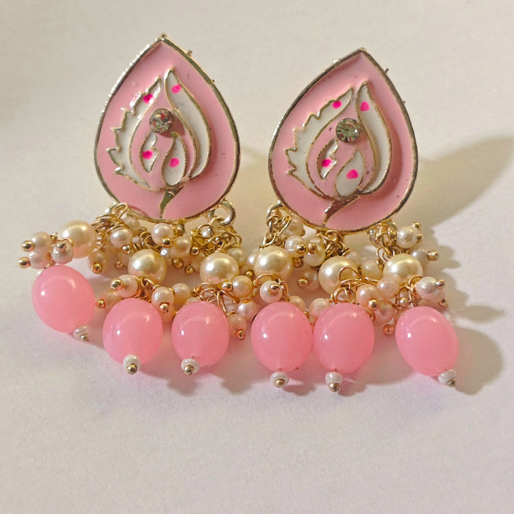 MINT POLISH TEAR DROP SHAPED PINK EARRING