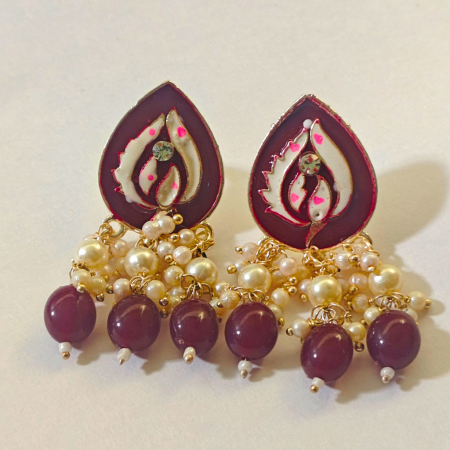 MINT POLISH TEAR DROP SHAPED MAROON EARRING