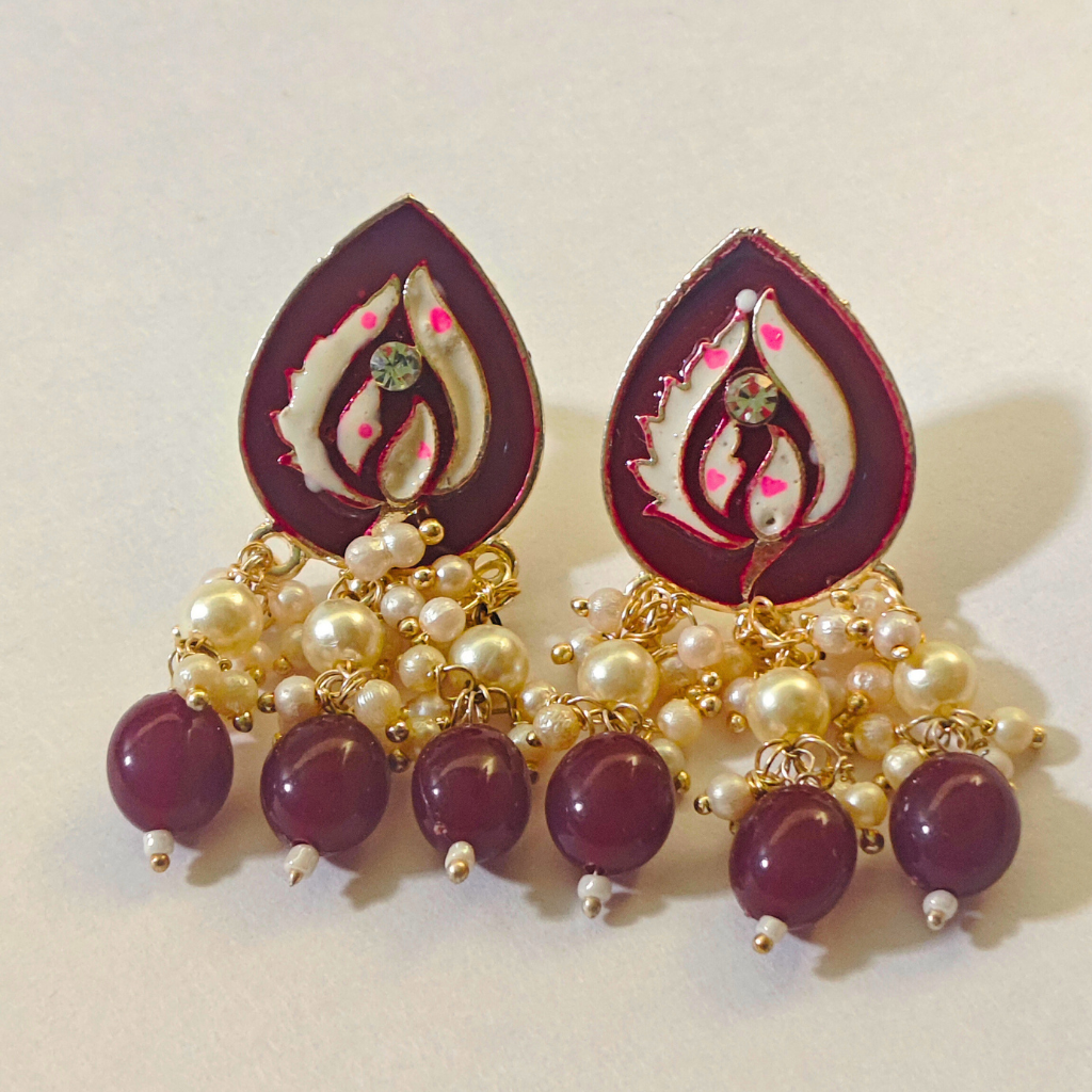 MINT POLISH TEAR DROP SHAPED MAROON EARRING