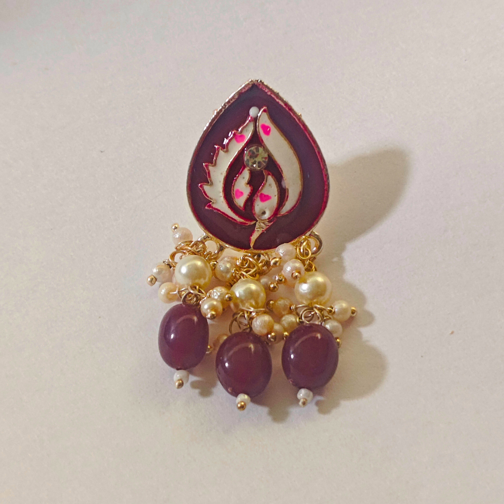 MINT POLISH TEAR DROP SHAPED MAROON EARRING