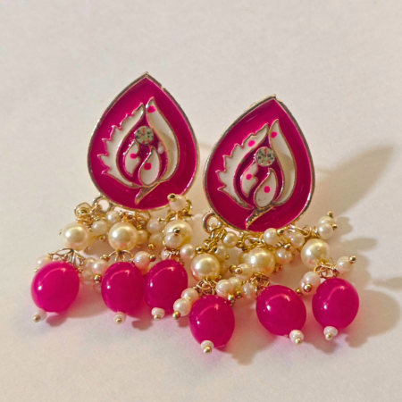 MINT POLISH TEAR DROP SHAPED DARK PINK EARRING