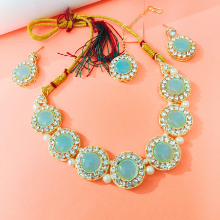 ELEGANT BLUE CHOKER SET