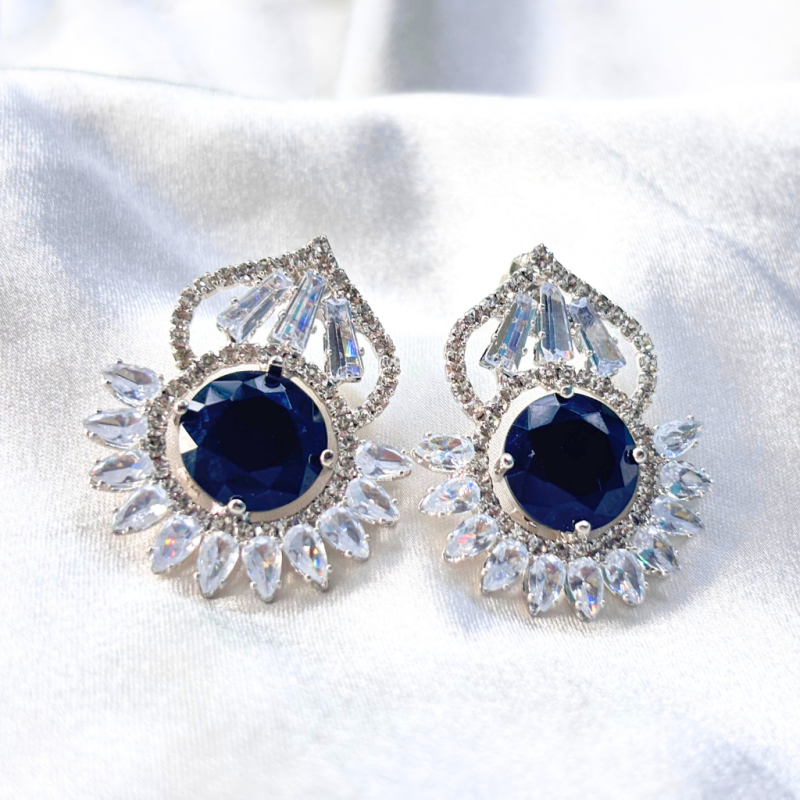 CUBIC ZIRCONIA EARRING - BLACK - Image 2