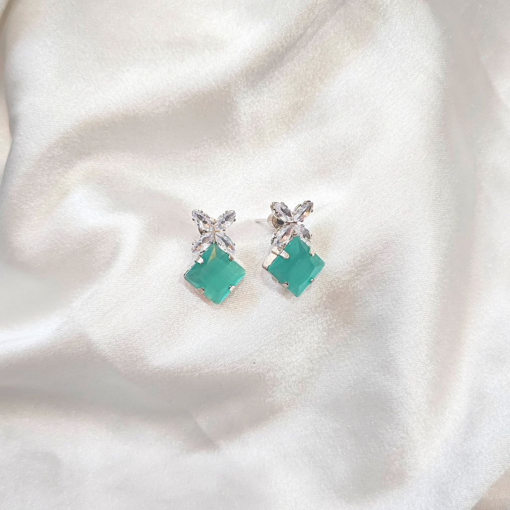 CUBIC ZIRCONIA EARRING - DIAMOND GREEN