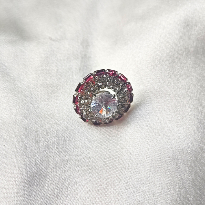 CUBIC ZIRCONIA EARRING -ROUND  PINK - Image 3