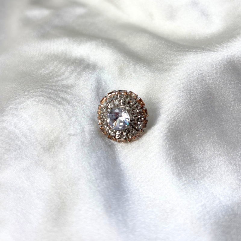 CUBIC ZIRCONIA EARRING -ROUND  GOLDEN - Image 3
