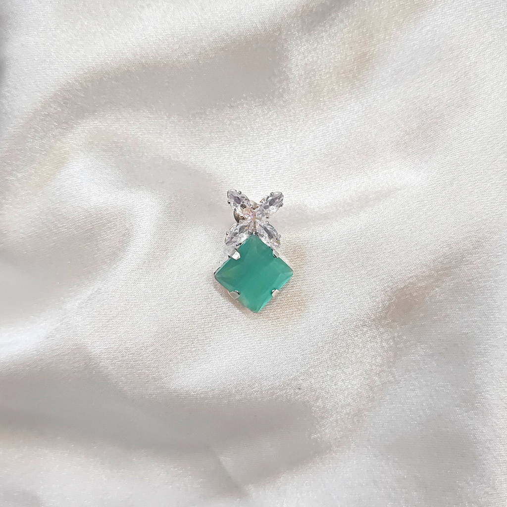 CUBIC ZIRCONIA EARRING - DIAMOND GREEN - Image 2