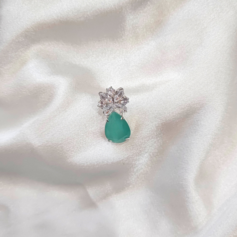 CUBIC ZIRCONIA EARRING -OVAL GREEN - Image 3