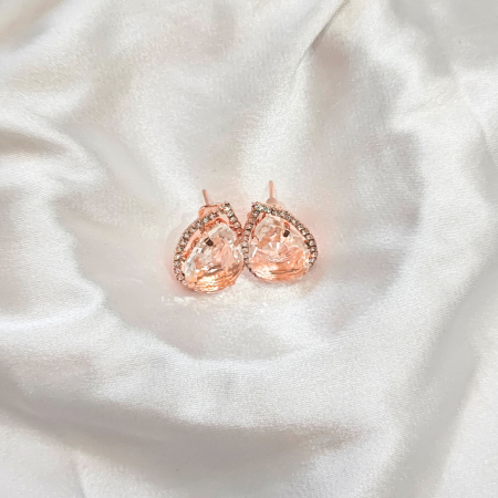 CUBIC ZIRCONIA EARRING -OVAL BROWN