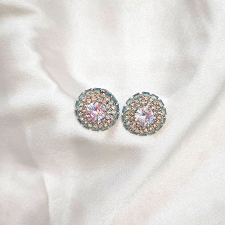 CUBIC ZIRCONIA EARRING -ROUNDED SMALL WHITE