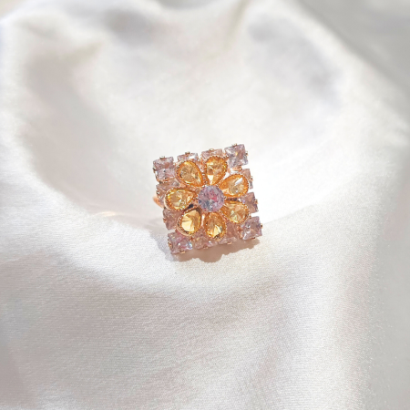 CUBIC ZIRCONIA RING- SQUARE YELLOW
