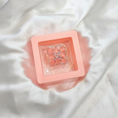 CUBIC ZIRCONIA RING- BABY PINK SQUARE SHAPED