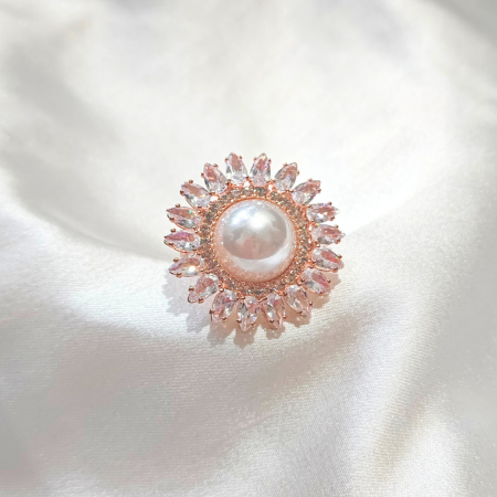 CUBIC ZIRCONIA RING- ROUND PEARL WHITE