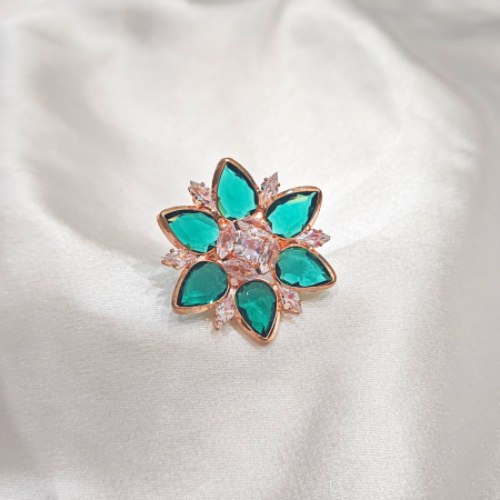 CUBIC ZIRCONIA FLOWER SHAPED DARK GREEN