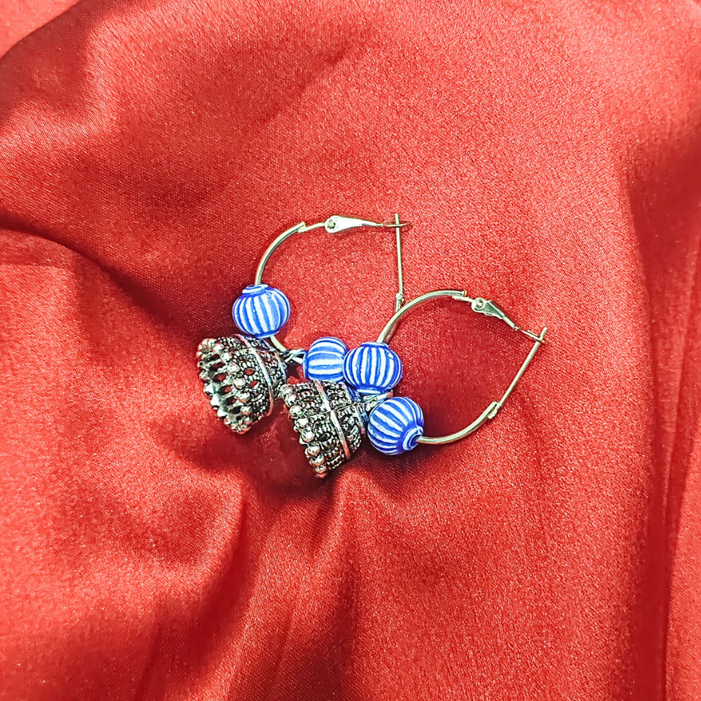 OXIDISED BLUE JHUMKI