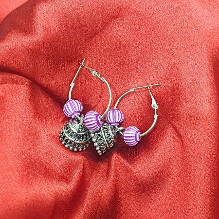 OXIDISED PURPLE JHUMKI