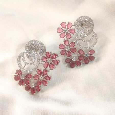 FLOWER SHAPE PINK EARRING