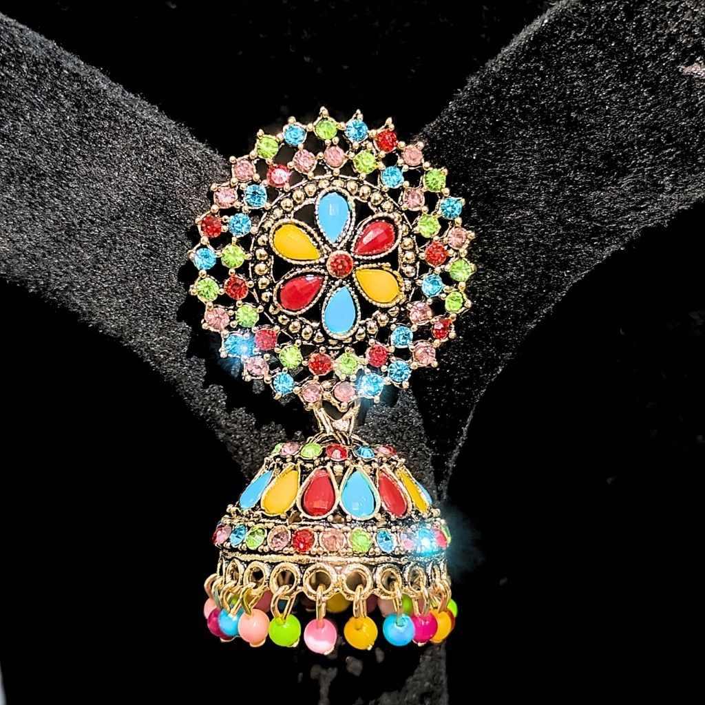 MULTI COLOR ROUND JHUMKI EARRING - Image 2