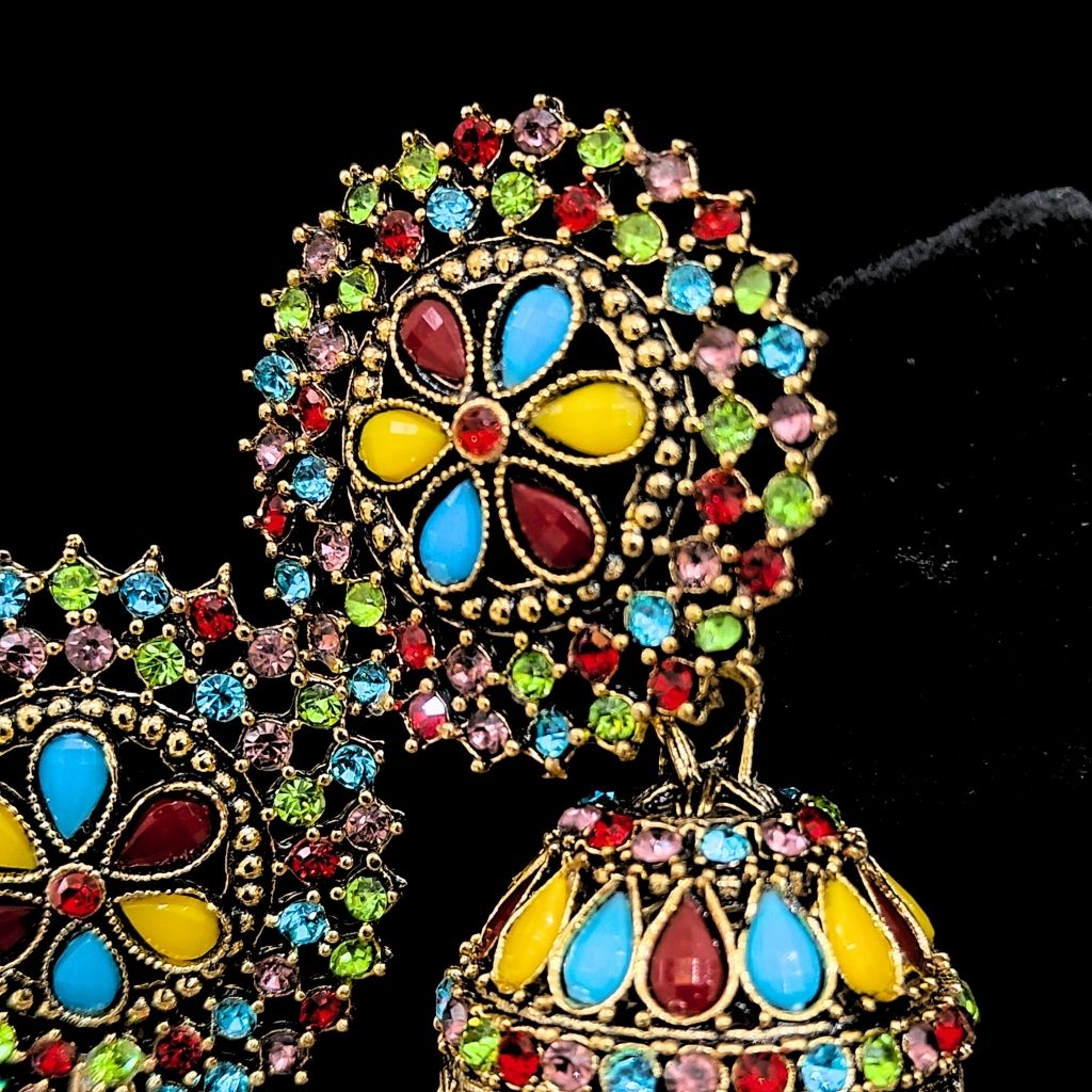 MULTI COLOR ROUND JHUMKI EARRING - Image 4