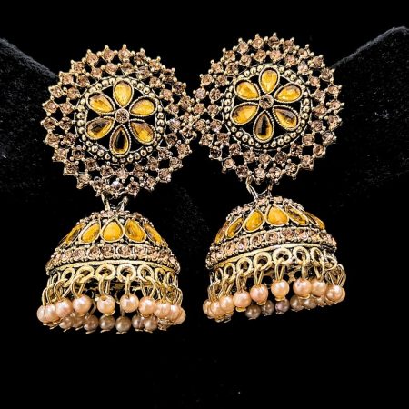 GOLDEN ROUND JHUMKI EARRING