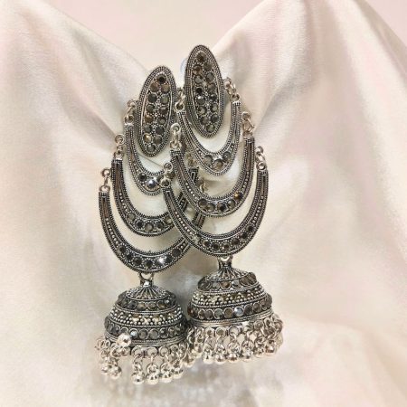 SILVER LONG JHUMKI EARRING