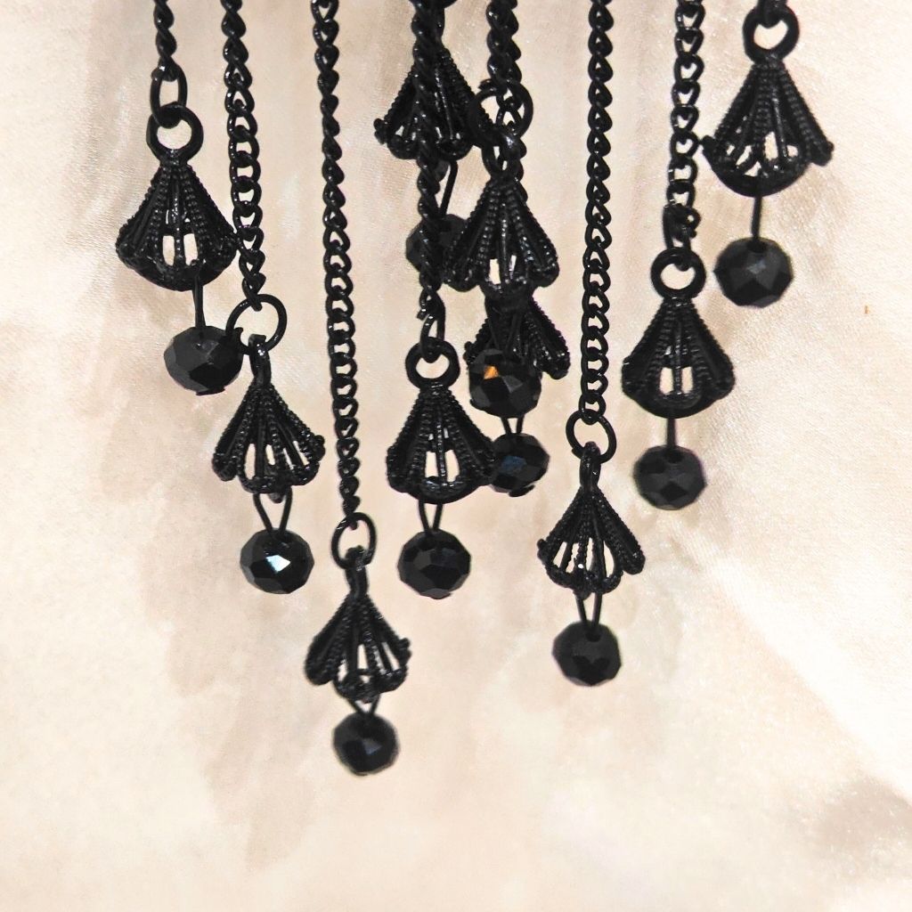 BLACK LONG JHUMKI EARRING - Image 5
