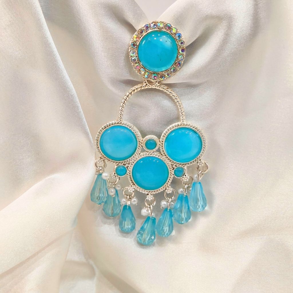 MULTI ROUND SKY BLUE EARRING - Image 2