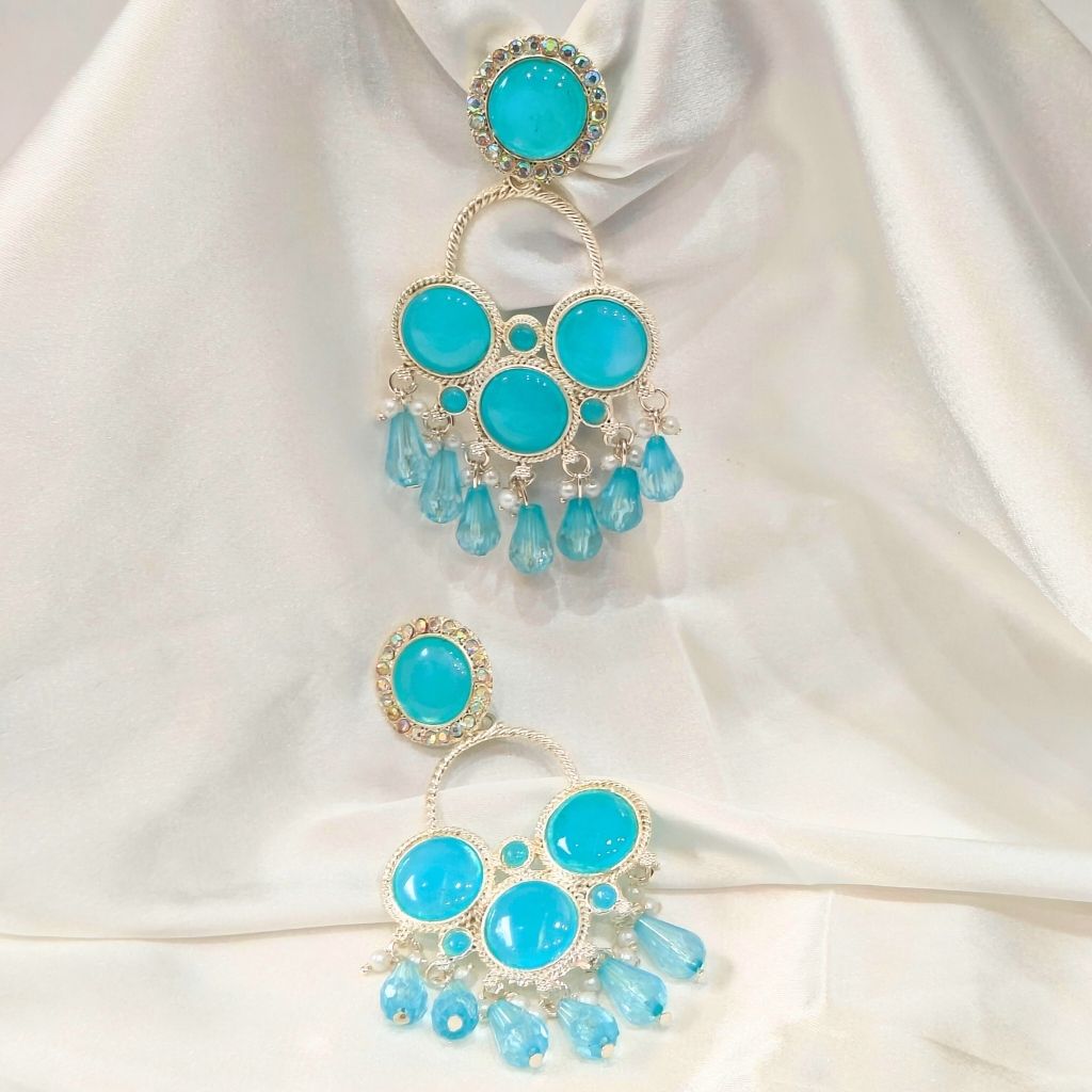 MULTI ROUND SKY BLUE EARRING - Image 3