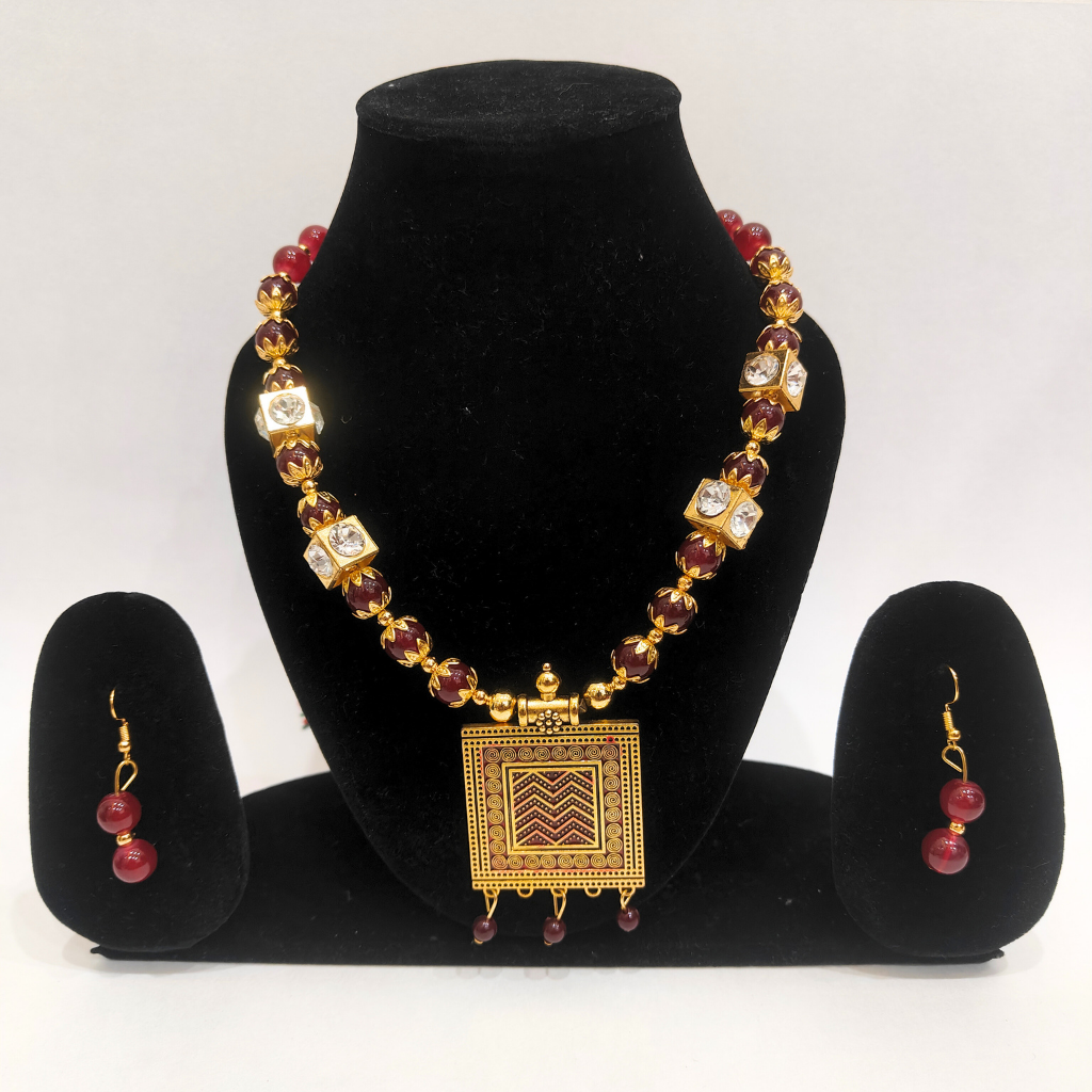MULTI COLOR SQUARE NECKLACE SET