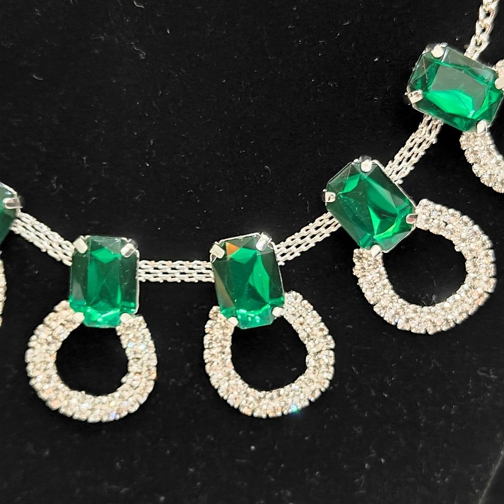 RECTANGLE DARK GREEN NECKLACE SET - Image 3