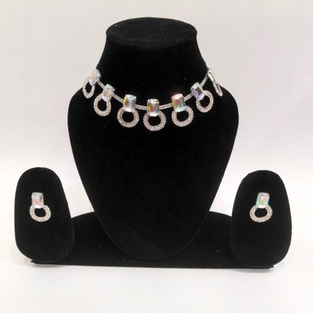 RECTANGLE WHITE NECKLACE SET