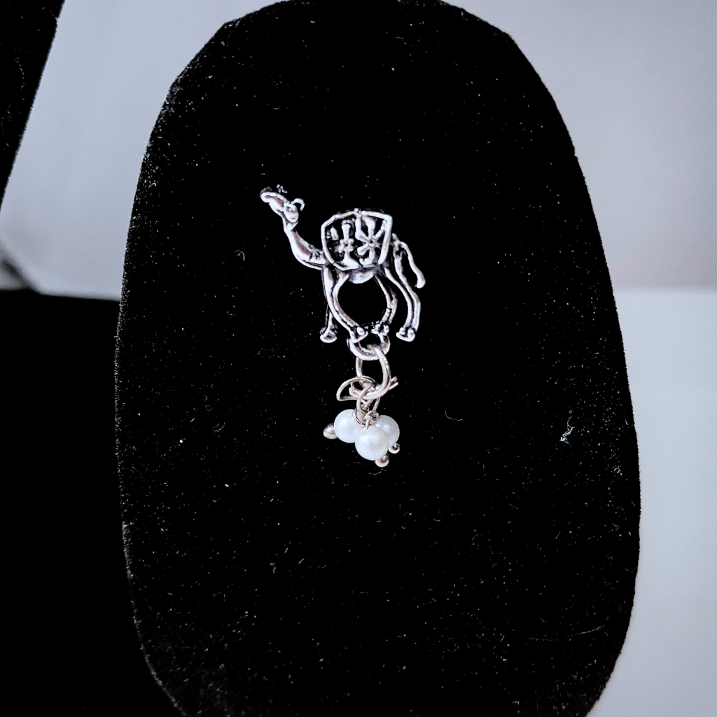 OXIDISED CAMEL SILVER NECKLACE SET - Image 3