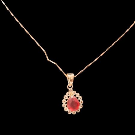 RED OVAL DROP STAINLESS STEEL PENDANT