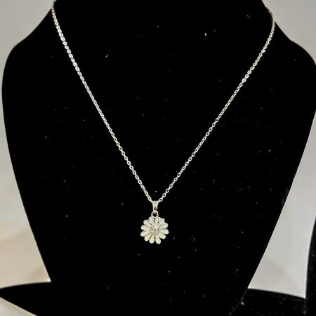 SILVER MILKY WHITE FLOWER STAINLESS STEEL