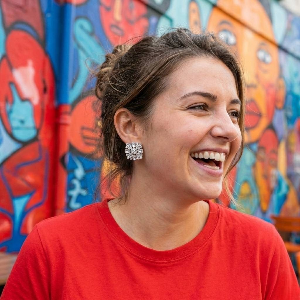 SQUARE ZARKAN LIGHT PINK EARRING - Image 2