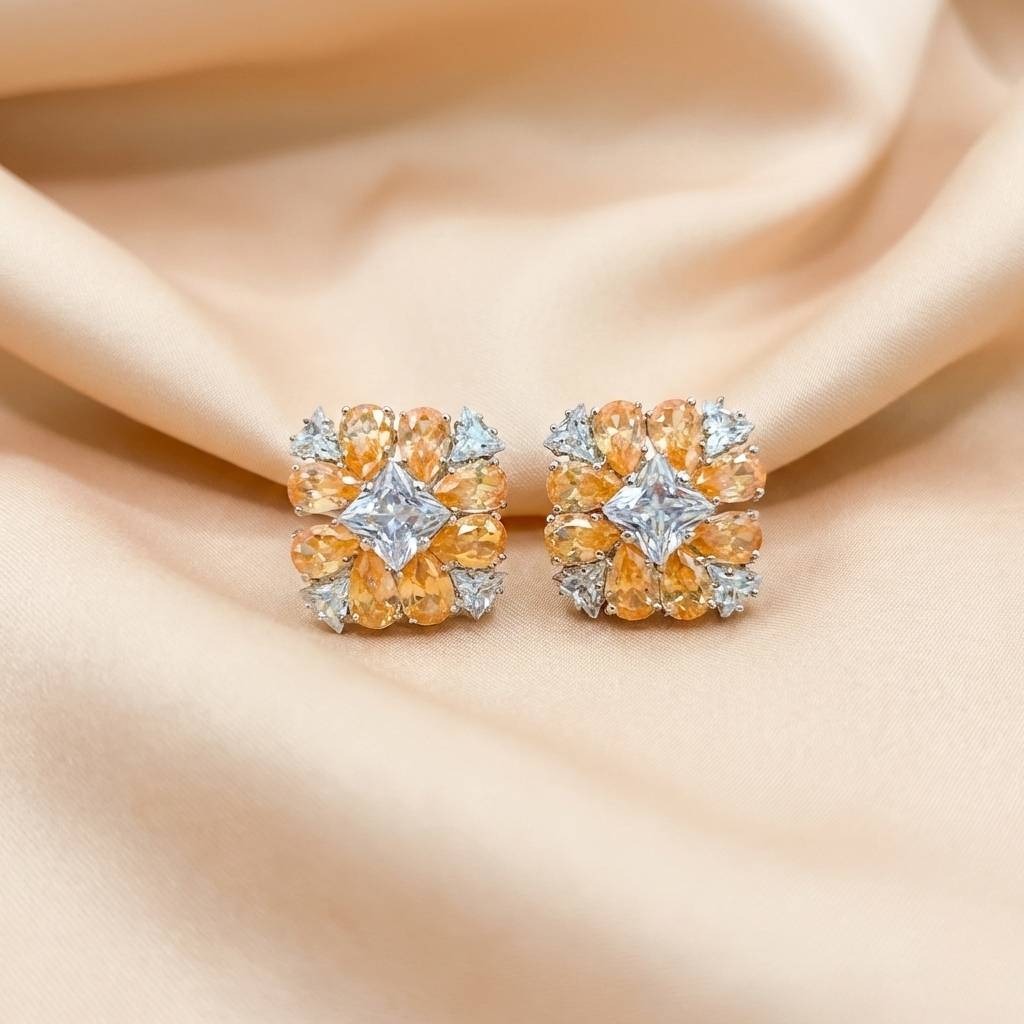 SQUARE ZARKAN BROWN EARRING