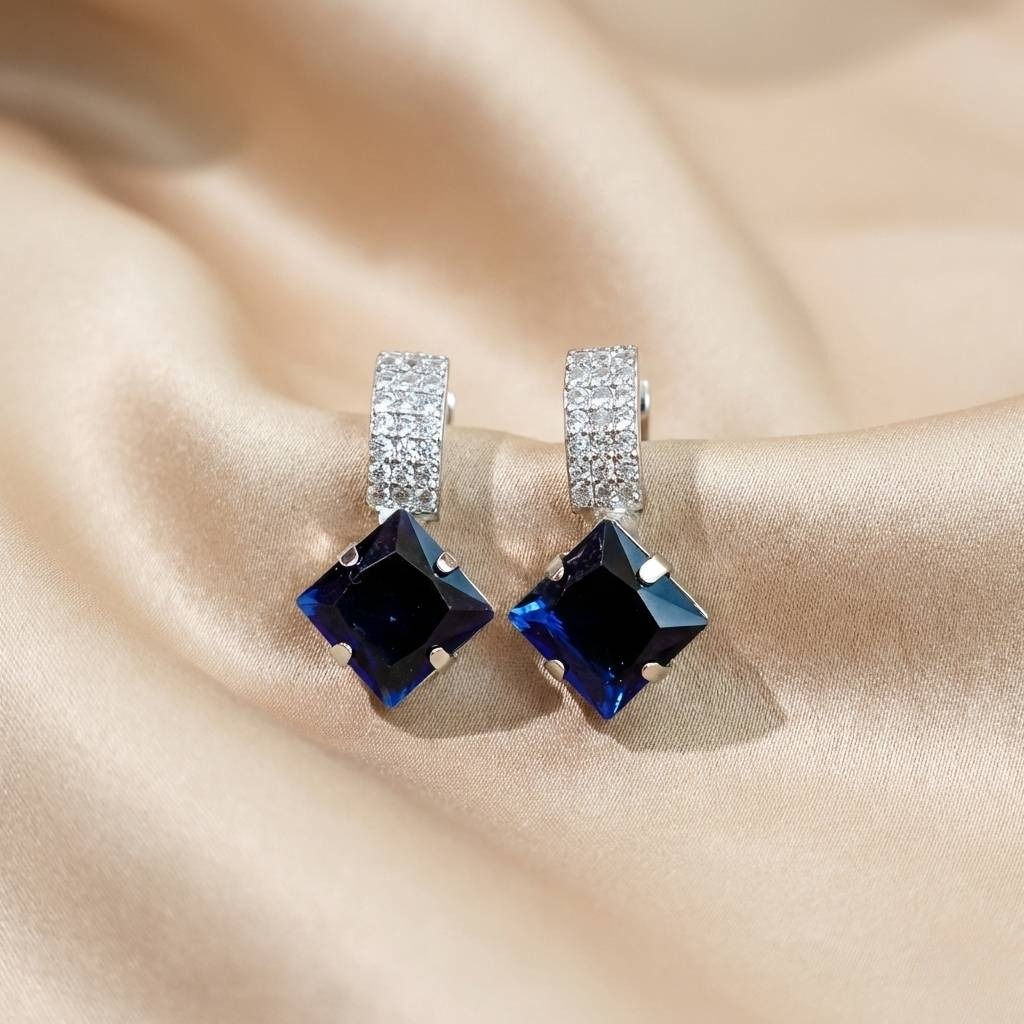 SQUARE ZARKAN DARK BLUE EARRING