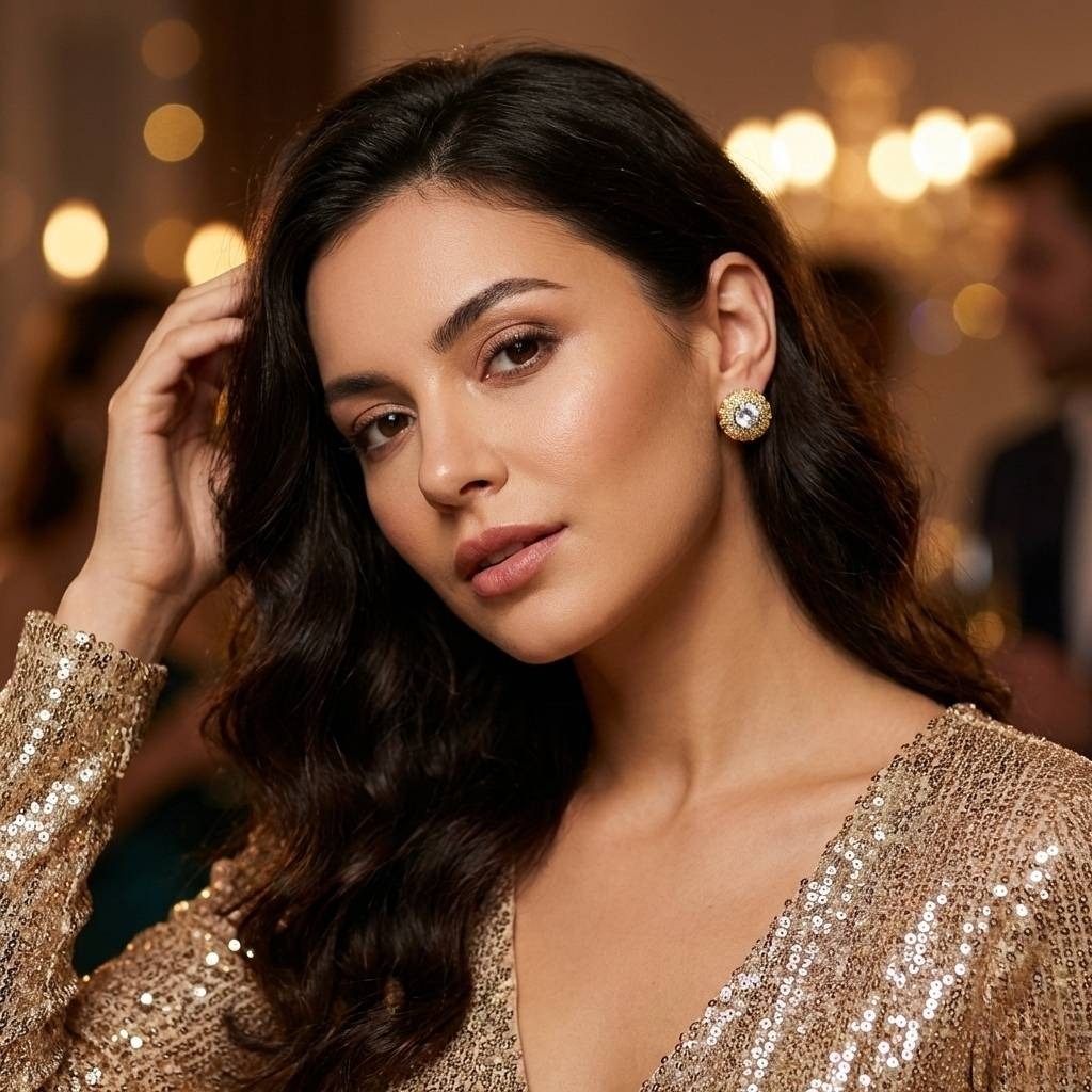 ROUND SHAPE ZARKAN WHITE EARRRING - Image 2