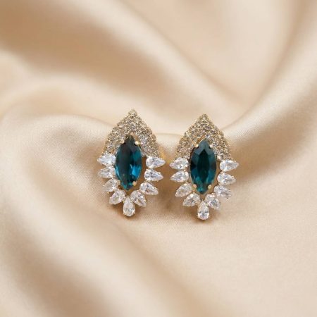 OVAL CUT ZARKAN SILVER BLUE EARRING