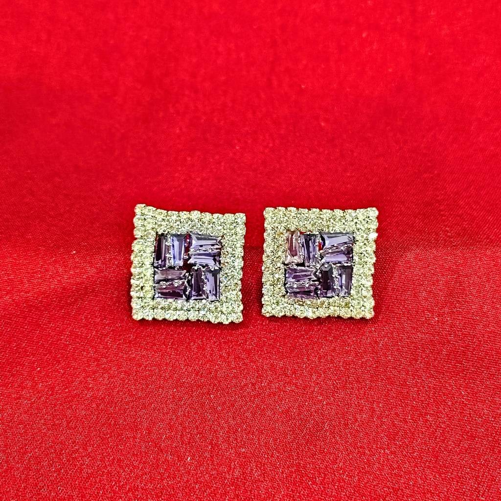 DIAMOND CUT ZARKAN SILVER PURPLE EARRING - Image 3