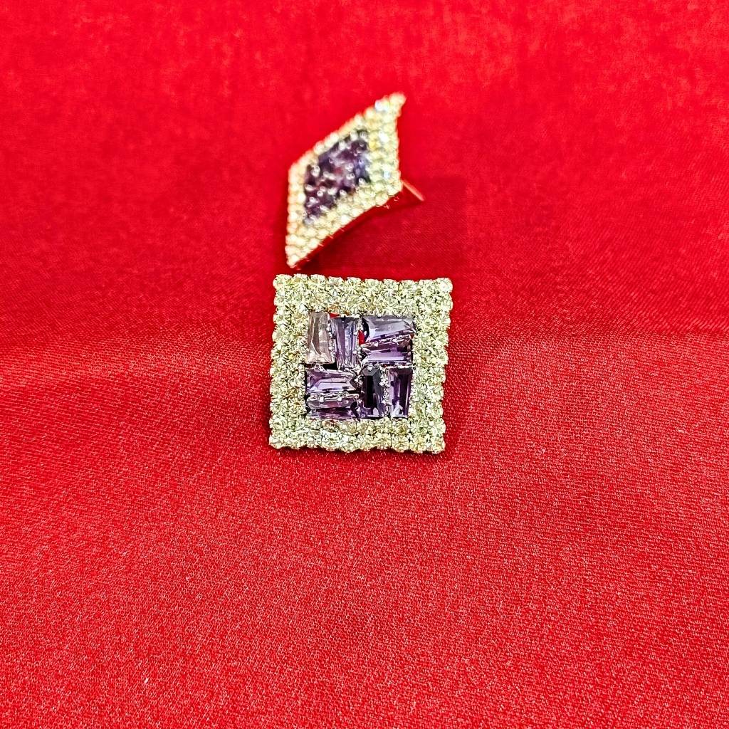 DIAMOND CUT ZARKAN SILVER PURPLE EARRING - Image 5