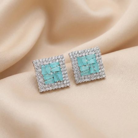DIAMOND CUT ZARKAN SILVER LIGHT GREEN EARRING