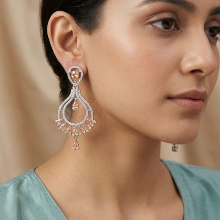 GOLDEN STONE CHANDELIER EARRING