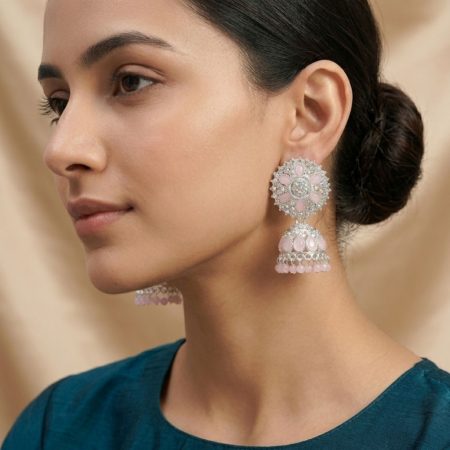 Baby Pink Round Jhumki Earring